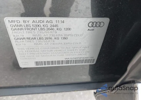 2015 Audi Q5 2.0T Premium z USA, uszkodzony, nr VIN WA1LFAFP4FA066165
